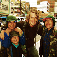 Project Trust volunteer, Ben working with street kids in La Paz, Bolivia during his gap year.
